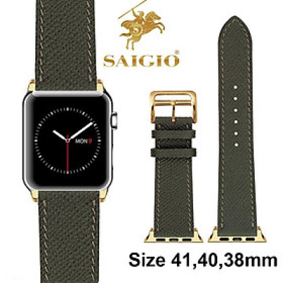 Dây Đồng Hồ Apple Watch 41mm 40mm 38mm, Chất Liệu Da Bê EPSOM Thảo Mộc Cao Cấp, Nhập Khẩu Từ Châu Âu, Dây Đeo Phong Cách Hiện Đại và Sang Trọng, Tương Thích Các Phiên Bản Series 10/9/8/7/6/5/4/3/2/1/SE/SE2