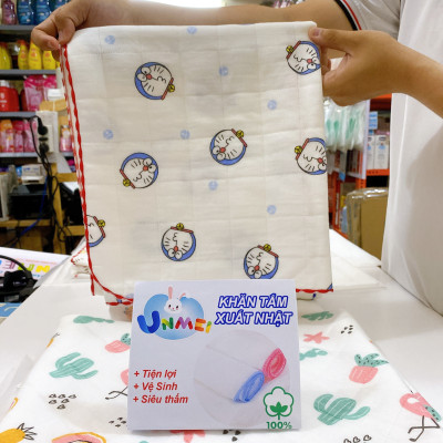 (Hàng Cao Cấp) Khăn Tắm, Chăn Đắp Unmei 3 Lớp Vải Xô Mềm, Thấm Hút Và Thoáng Khí Cho Bé Từ Sơ Sinh (Kích thước 90x90)