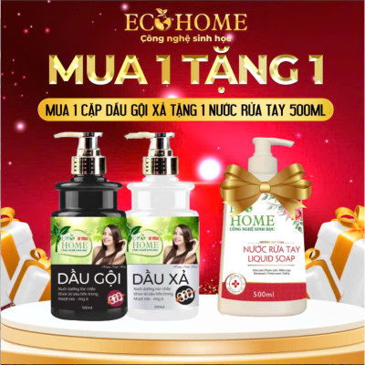 ( Tặng Chai Nước Rửa Tay) Combo Dầu Gội Xả ECOHOME Kim Ngân Hương Nước Hoa 500ml Công Nghệ Sinh Học