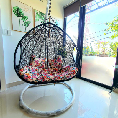 Xích đu đôi 2 người ngồi ( nệm hoạ tiết )