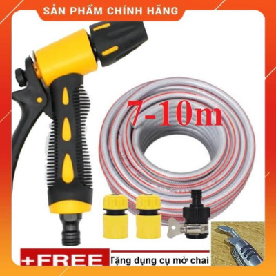 ️ Bộ dây vòi xịt nước rửa xe, tưới cây , tăng áp 3 lần, loại 7m, 10m 206319 cút sập,nối đen+ mở chai