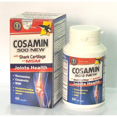 ￼COSAMIN 500 NEW with Shark cartilage and MSM (Glucosamine )  Vinaphar 60 viên -Tăng Tiết Dịch Khớp,Mô Sụn,Thoái Hóa Khớp