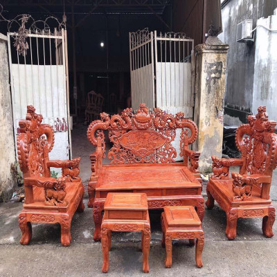 bàn ghế rồng khuỳnh gỗ hương đá