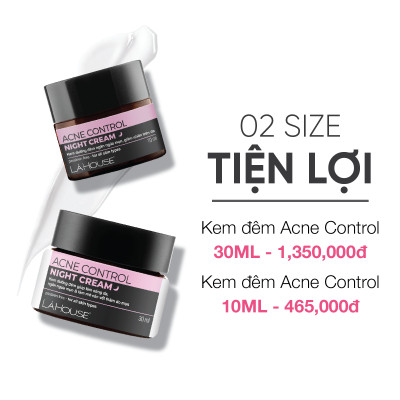 Kem dưỡng đêm dành cho da mụn, giảm thâm mụn, mờ sẹo, sáng da Lá House Acne Control Night Cream 10ml/30ml
