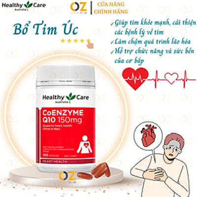 Bổ tim Úc Healthy Care CoEnzyme Q10 150mg giúp duy trì sức khỏe tim mạch, nâng cao sức khỏe chung - OZ Slim Store