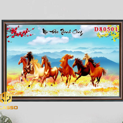 Tranh kính Bát mã tung hoành D602 31 (Được chọn mẫu)