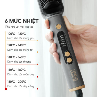 Lược điện chải tóc Lebenlang LBL3055 inon âm chống xơ rối, 30W, 2in1 kèm gương, vào nếp với 6 mức nhiệt, bảo hành 2 năm - hàng chính hãng