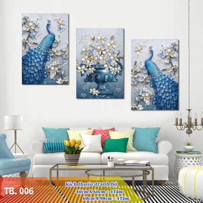 Tranh treo Tường Chim công HD06- Tranh gỗ treo tường