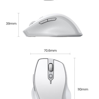 Ugreen UG15805MU101TK 4000DPI Bluetooth 6 nút điều chỉnh kiểu dáng Công thái học Màu Trắng Chuột không dây + BT Không kèm Pin AA - HÀNG CHÍNH HÃNG