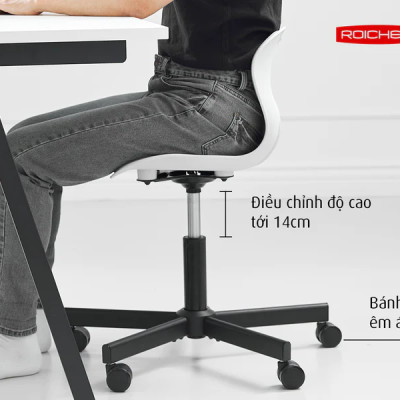 [Ghế Roichen WOW Minh Ngọc] Ghế chỉnh dáng ngồi đúng  có chân xoay Roichen - WOW Hàn Quốc. Màu nâu chân đen