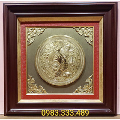 Tranh mặt trống đồng ngọc lũ -Đồng vàng nguyên chất 100%