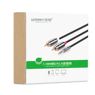Ugreen UG10583AV116TK 1.5M màu Đen Cáp âm thanh 2 đầu Bông sen sang 3.5mm Dương mạ vàng - HÀNG CHÍNH HÃNG
