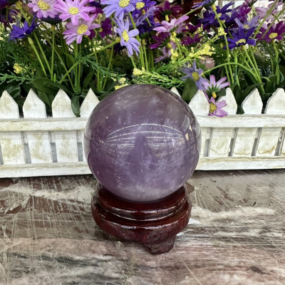 Quả cầu phong thủy đá thạch anh tím - Đường kính 8,4 cm