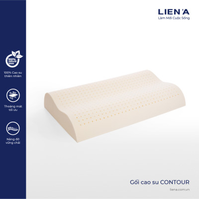 Gối Nằm Cao Su Thiên Nhiên Liên Á Contour- Chống đau mỏi vai gáy, hỗ trợ giấc ngủ, chống ngáy-100% cao su thiên nhiên