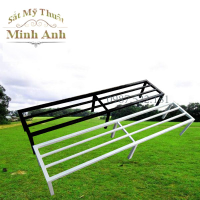 Kệ thép. Dài 100-120 cm. Rộng 20-25-30cm. Cao 10-15-20-25-30cm. 6 chân. 2 nan phụ. Hộp thép 2x2cm ( Hàng Chính Hãng )