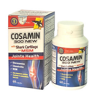 ￼COSAMIN 500 NEW with Shark cartilage and MSM (Glucosamine )  Vinaphar 60 viên -Tăng Tiết Dịch Khớp,Mô Sụn,Thoái Hóa Khớp