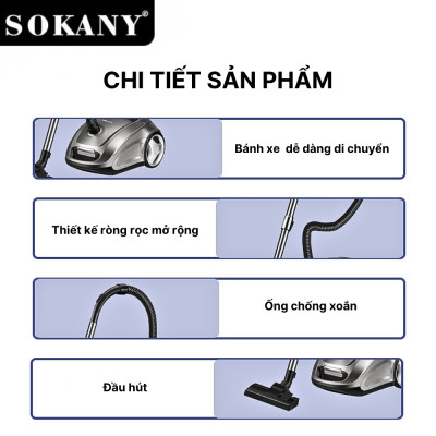 Máy hút bụi cầm tay gia đình SOKANY SK-13041 với lực hút lên đến 220.000Pa có màn hình LCD vô cùng tiện ích - HÀNG CHÍNH HÃNG