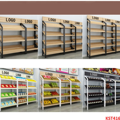 Kệ trưng bày sản phẩm, hàng hóa , kệ trang trí khung sắt mặt gỗ KST416- Nội thất lắp ráp Viễn Đông Adv