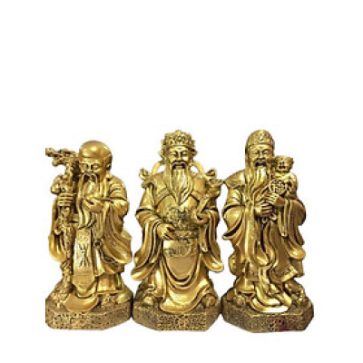 Bộ tượng Phước Lộc Thọ CTT3 size lớn 15.3 x 12.4 x 31cm mạ vàng hoặc màu xanh lựa chọn