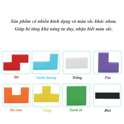 Đồ chơi xếp hình gỗ thông minh Russian Block cho bé – Tetris lắp ghép phát triển tư duy