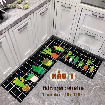 Set 2 thảm nhà bếp 40x120cm và 40x60cm họa tiết dễ thương