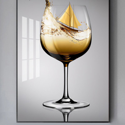 Tranh treo tường trang trí bếp phòng ăn Ly rượu nghệ thuật BK0034