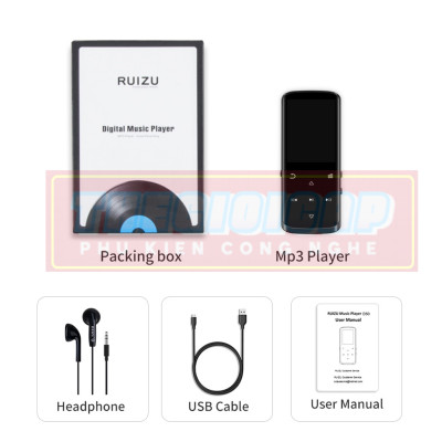 Máy Nghe Nhạc MP3 Màn Hình 1.8 inch Bluetooth RUIZU D50 Bộ Nhớ Trong 16GB - Hàng Nhập Khẩu