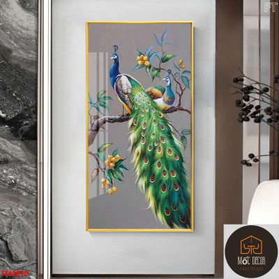 Thanh lý giảm 20% tranh đứng - tranh tráng gương cao cấp mẫu lá rẻ quạt treo phòng khách, phòng bếp, phòng ngủ