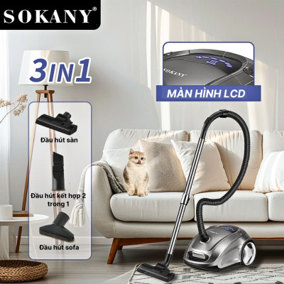 Máy hút bụi cầm tay gia đình SOKANY SK-13041 với lực hút lên đến 220.000Pa có màn hình LCD vô cùng tiện ích - HÀNG CHÍNH HÃNG