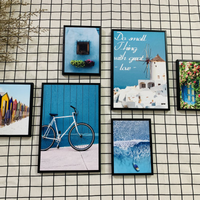 Bộ tranh treo tường, treo phòng khách, phòng ngủ thành phố xanh - Tặng kèm khung tranh và đinh treo tường BINBIN 