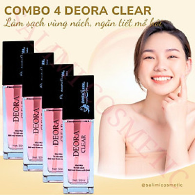 COMBO 4 Lọ Xịt Khử Mùi DEORA CLEAR Quyên Lara 50ml, Khử Mùi Hôi Nách, Ngăn Tiết Mồ Hôi