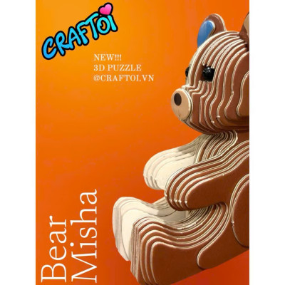 Bộ mô hình đồ chơi lắp ráp xếp hình DIY 3D Đồ Chơi Xây Dựng Mô Hình Giáo Dục Trẻ Em CRAFTOI 3D Puzzel Kit BEAR MISHA