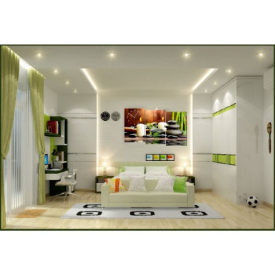 Tranh ghép 3 tấm treo tường ép lụa kim sa - tranh đồng hồ treo tường - tranh spa - tranh treo tường phòng khách - phòng ngủ - khách sạn - tặng kèm đinh 3 chân
