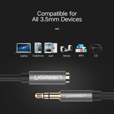Ugreen UG10595AV118TK 3M màu Đen Cáp âm thanh 3.5mm nối dài - HÀNG CHÍNH HÃNG