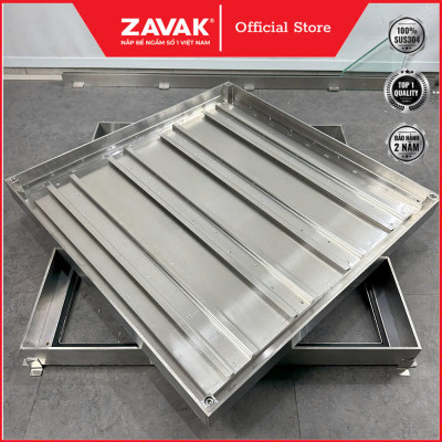 Nắp bể ngầm inox Zavak MHO-AA70 chống nước, ngăn mùi, lát đá dày 3cm, tải cho xe 2 tấn