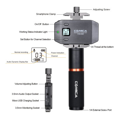 Micro Không Dây Cho Điện Thoại Comica CVM-WS50B - Hàng Chính Hãng