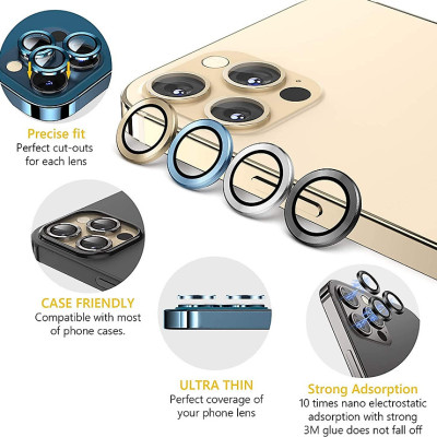 Bộ dán kính cường lực bảo vệ Camera dành cho iPhone 15 Pro / 15ProMax Guard Lens Ring mang lại khả năng chụp hình sắc nét full HD (độ cứng 9H, chống trầy, chống chụi & vân tay, bảo vệ toàn diện) - hàng nhập khẩu