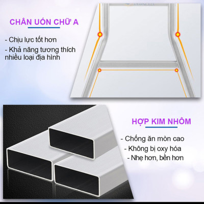 Thang Nhôm Gấp 4 Khúc Nikita NKT-A34 Chân Choãi - Hàng Chính Hãng - Công Nghệ Nhật Bản - Tiêu Chuẩn Châu Âu - 
