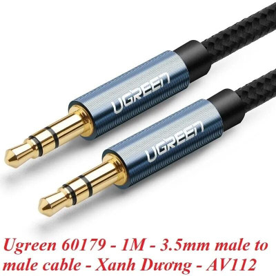 Ugreen UG60179AV112TK 1M màu Xanh Cáp âm thanh 2 đầu 3.5mm dương - HÀNG CHÍNH HÃNG