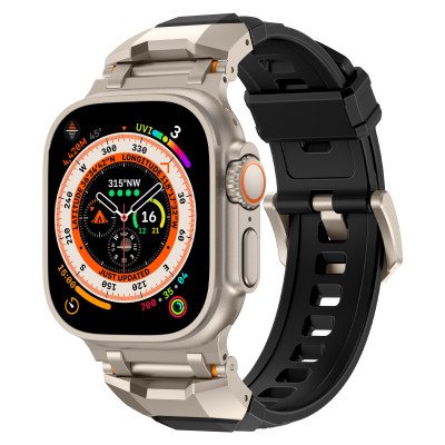 Dây Silicone Đầu Nối Kim Loại Sharp Wing cho Apple Watch Ultra 1/2 & Apple Watch Series 4/5/6/7/8/9/SE/10 Size 44/45/46/49mm - Hàng Chính Hãng