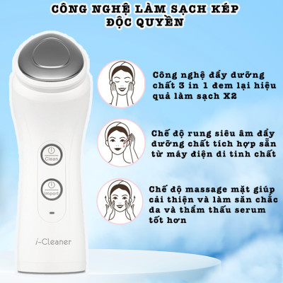 Máy rửa mặt công nghệ siêu âm 2 đầu cọ làm sạch 2in1 Nanotime beauty F62Y NHẬP KHẨU NHẬT CHÍNH HÃNG BẢO HÀNH