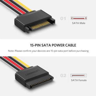 Ugreen UG50718US283TK 0.2M Cáp nguồn SATA 15 chân cao cấp - HÀNG CHÍNH HÃNG