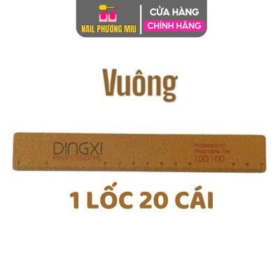 Dũa Nâu Da Bò Cao Cấp Có Kẻ Vạch Loại Dày Nhiều Form Vuông, Thẳng, Bầu, Thoi Dũa DINGXI Có Thước Đo Làm Nail Chuyên Nghiệp, Độ Nhám Tốt Dũa Thường