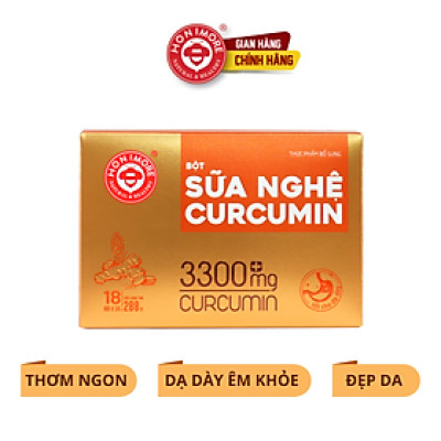 Sữa nghệ Honimore 3300mg Curcumin hộp 288g | 16 gói | Dành cho người dạ dày | Phụ nữ sau sinh | Tăng cường miễn dịch | Da sáng mịn