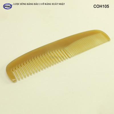 Lược sừng xuất Nhật (Size: M - 15cm) COH105 - Lược bằng đầu 2 loại răng – Chăm sóc tóc