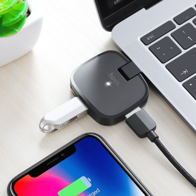Bộ Chuyển Hoco HB11 Type-C Sang 3 cổng USB 2.0) - Hàng Chính Hãng 