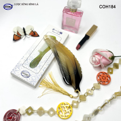 Lược Sừng Hình Lá Bằng Sừng Uốn Lượn Tinh Xảo Xuất Nhật - COH184