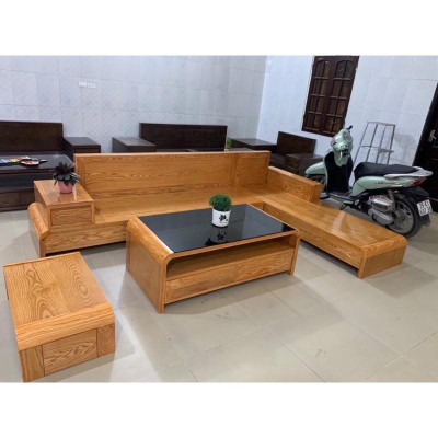 bộ góc L gỗ sồi phòng khách