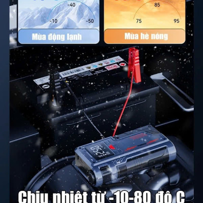 Bộ Kích Bình Ắc Quy 12V 1000A Kiêm Bơm Lốp Xe 150Psi 10000 mAh Dùng Cho Xe 4C Đến 7C