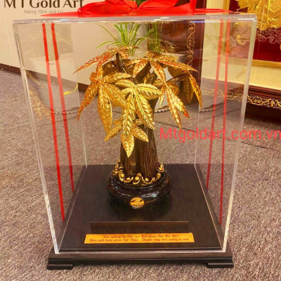 Cây kim ngân dát vàng MT Gold Art M03(40x30x30cm)- Hàng chính hãng, quà tặng dành cho sếp, khách hàng, đối tác